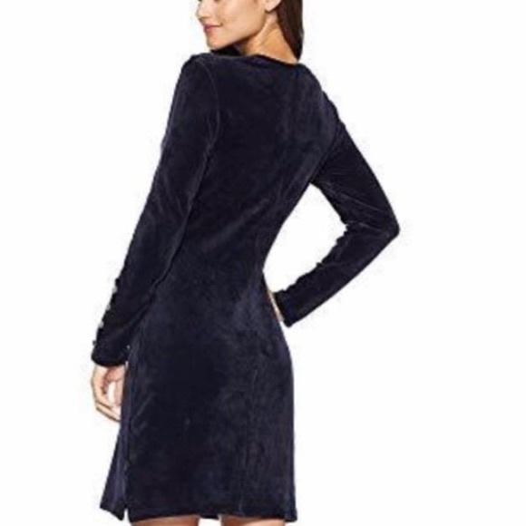 Juicy Couture Black Label ~ Navy Velvet & Gold Accent Holiday Dress Perfect NWOT - Picture 4 of 13